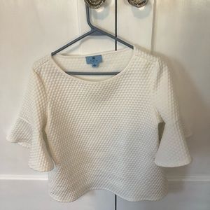 CECE white textured top
